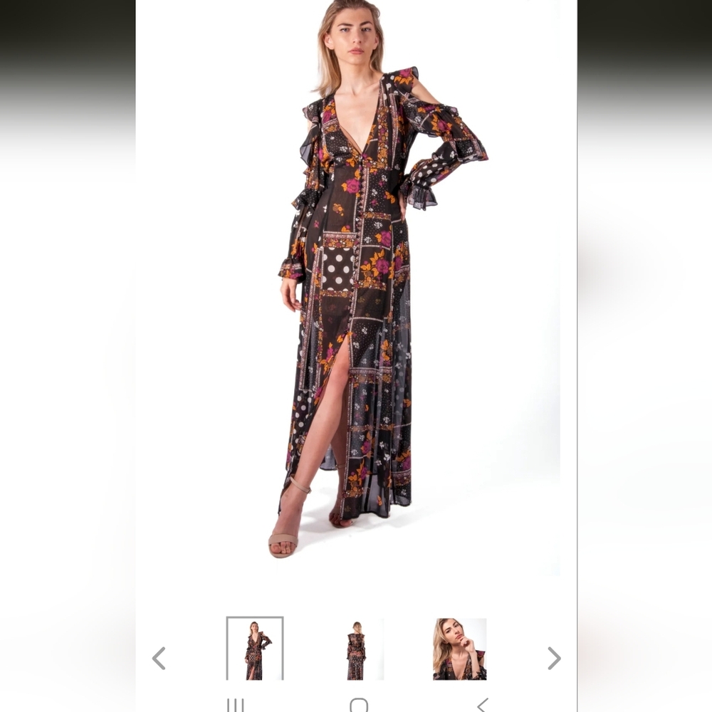 For LOVE AND LEMONS Floral Black Maxi Dress - Picture 5 of 5